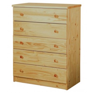 Komoda 5 zásuvek dřevěná lak masiv borovice IDEA nábytek ID-823