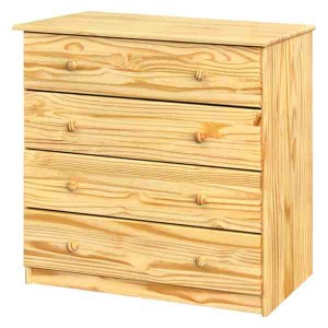 Komoda 4 zásuvky dřevěná lak masiv borovice IDEA nábytek ID-817