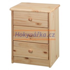 Komoda prádelník 3 zásuvky dřevěná lakovaná masiv borovice
