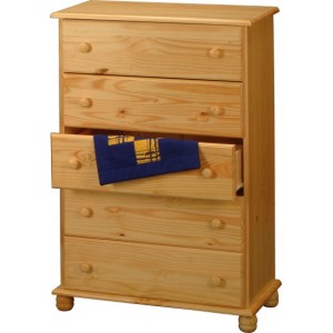 Komoda prádelník 5 zásuvek dřevěná lak masiv borovice IDEA nábytek ID-8015