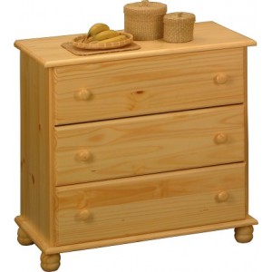 Komoda prádelník 3 zásuvky dřevěná lak masiv borovice IDEA nábytek ID-8013