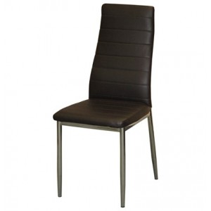Jídelní židle MILÁNO imitace kůže kov hnědá IDEA nábytek ID-3010