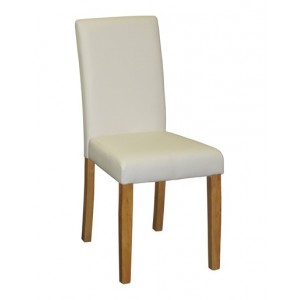 Jídelní židle PRIMA masiv imitace kůže bílá světlá IDEA nábytek ID-3037