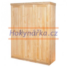 Šatní skříň 3 dveře 190 dřevěná lakovaná masiv borovice