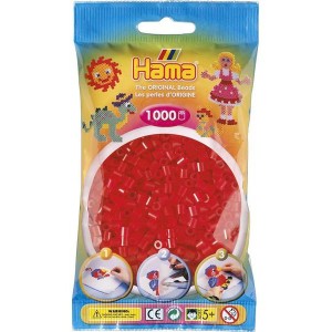 Hama zažehlovací průhledné červené korálky 1000ks MIDI Hama HA-H207-13