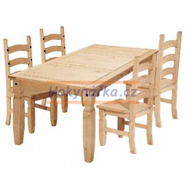 Jídelní sestava Corona stůl 152 a 4 židle vosk masiv borovice