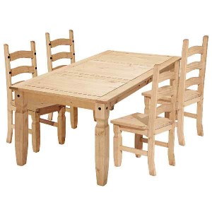 Jídelní sestava Corona stůl 152 a 4 židle vosk masiv borovice IDEA nábytek ID-4432
