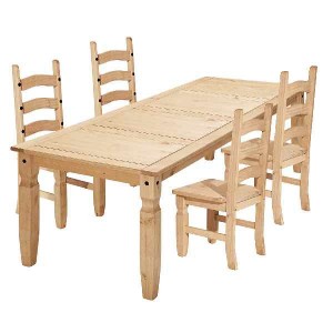 Jídelní sestava Corona stůl 178 a 4 židle vosk masiv borovice IDEA nábytek ID-4433
