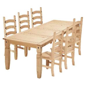 Jídelní sestava Corona stůl 178 a 6x židle vosk masiv borovice IDEA nábytek ID-4434