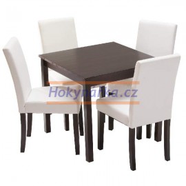 Jídelní sestava stůl 75 a 4 židle hnědý lak masiv borovice