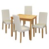 Jídelní sestava stůl 75 a 4 bílé židle lak masiv borovice