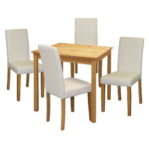 Jídelní sestava stůl 75 a 4 bílé židle lak masiv borovice IDEA nábytek ID-4429