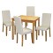 Jídelní sestava stůl 75 a 4 bílé židle lak masiv borovice
