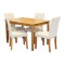 Jídelní sestava stůl 118 a 4 bílé židle lak masiv borovice