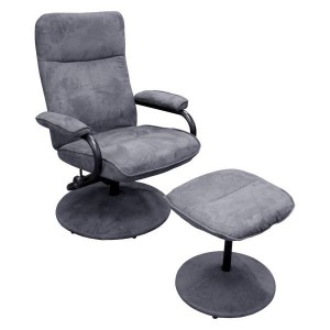 Relaxační křeslo s podnožkou šedé kov IDEA nábytek ID-K126