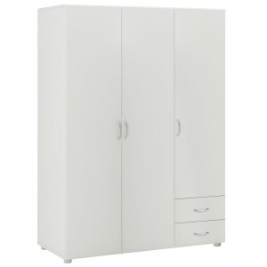 Šatní skříň 3 dveře šuplíky lamino bílá IDEA nábytek ID-IN175067
