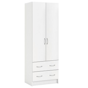 Šatní skříň 2 dveře 2 zásuvky lamino bílá IDEA nábytek ID-IN107861